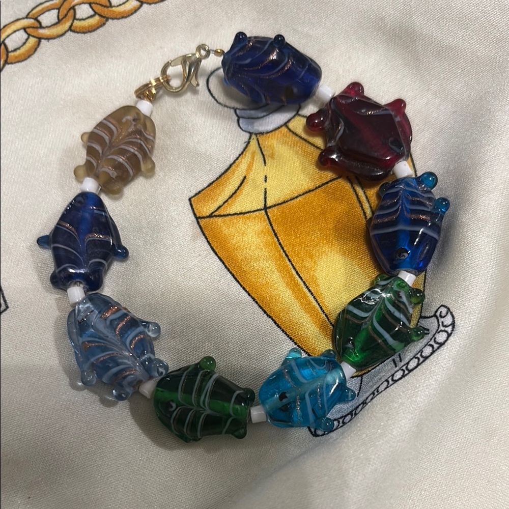 Multicolor Glass Frog Bracelet